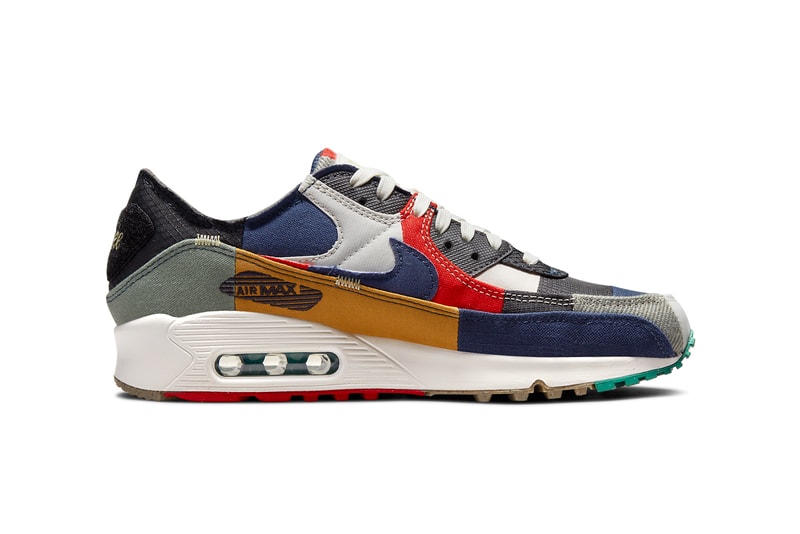 nike sportswear air max 90 womens legacy DJ4878 400 patchwork sustainable extra fabric blue red gray navy brown white black official release date info photos price store list buying guide