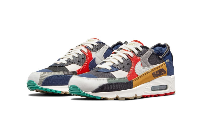 nike sportswear air max 90 womens legacy DJ4878 400 patchwork sustainable extra fabric blue red gray navy brown white black official release date info photos price store list buying guide