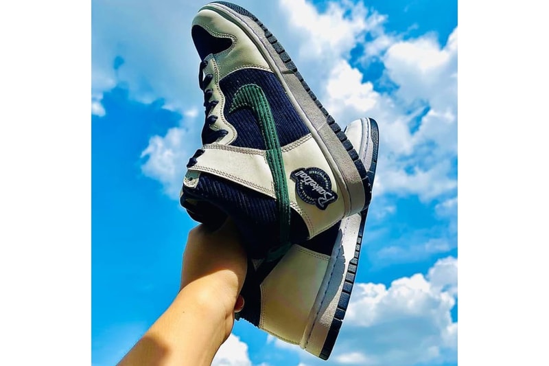 nike sportswear dunk high official nike basketball corduroy tan navy blue green official release date info photos price store list buying guide  