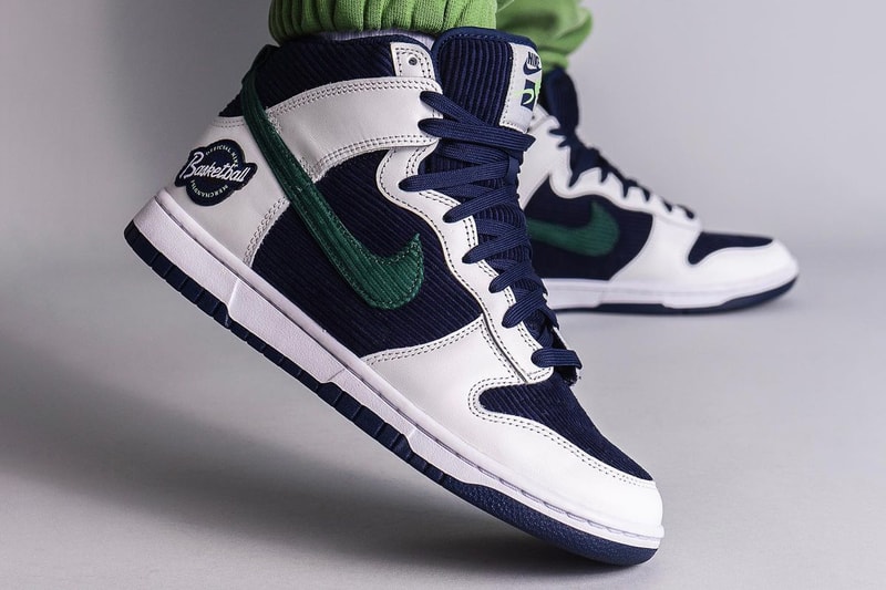 nike sportswear dunk high sports specialties navy blue green white sail DH0953 400 official release date info photos price store list buying guide 