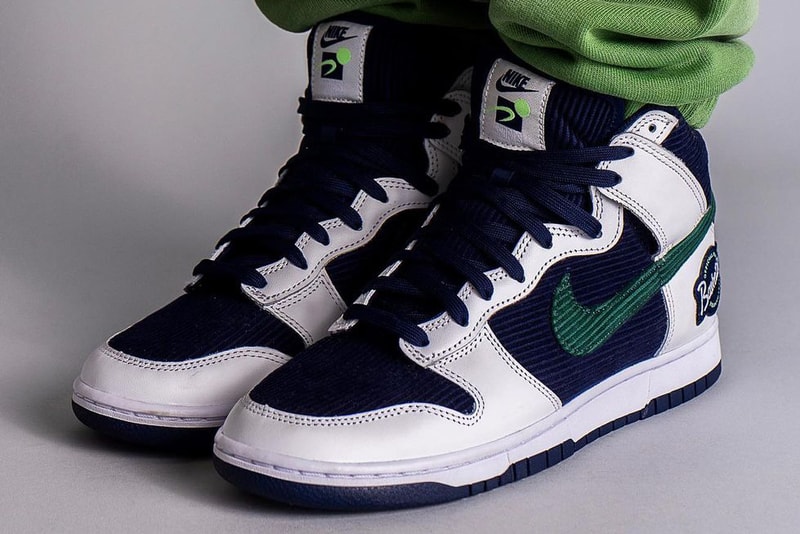 nike sportswear dunk high sports specialties navy blue green white sail DH0953 400 official release date info photos price store list buying guide 