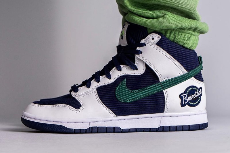 nike sportswear dunk high sports specialties navy blue green white sail DH0953 400 official release date info photos price store list buying guide 