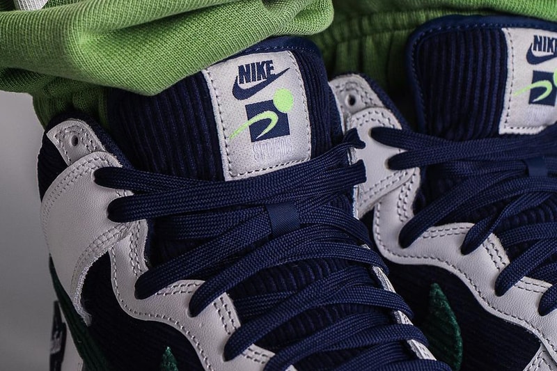 nike sportswear dunk high sports specialties navy blue green white sail DH0953 400 official release date info photos price store list buying guide 