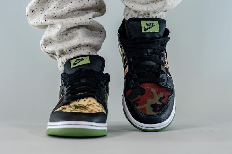 nike sportswear dunk low crazy camo black oil green white total orange DH0957 001 official release date info photos price store list buying guide