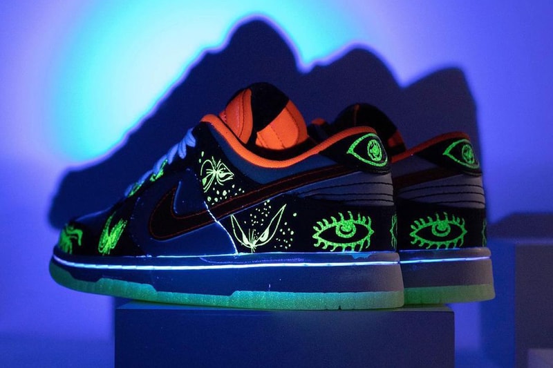 nike sportswear dunk low halloween orange white black green glow in the dark DD3357 100 official release date info photos price store list buying guide