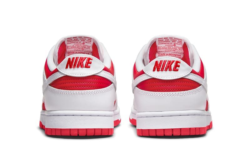 low dunks red and white