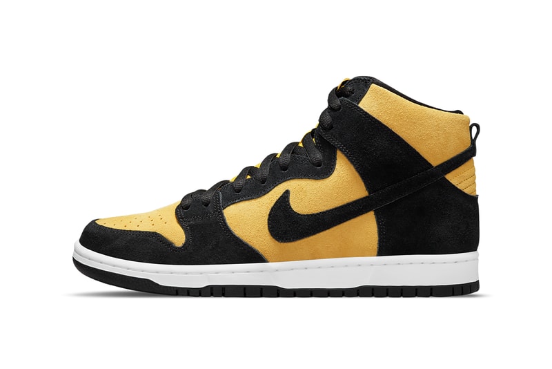 nike sb skateboarding dunk high reverse goldenrod yellow black white db1640 001 official release date info photos price store list buying guide