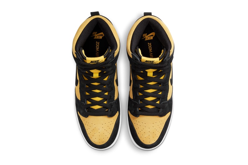 Nike SB Skateboarding Dunk High Reverse Goldenrod желтый черный белый db1640 001 официальная дата выпуска информация фотографии цены список магазинов руководство по покупке