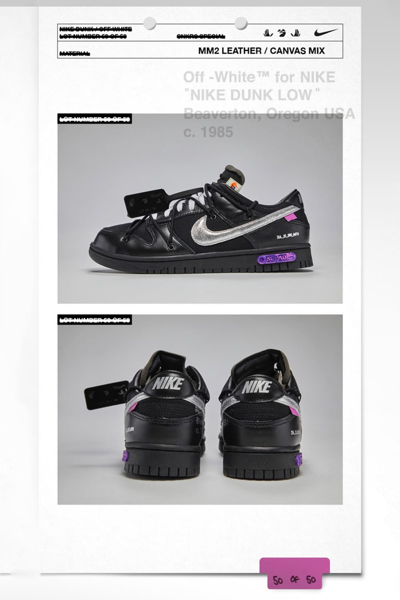 off white nike sportswear dunk low the 50 collection virgil abloh official release date info photos price store list buying guide