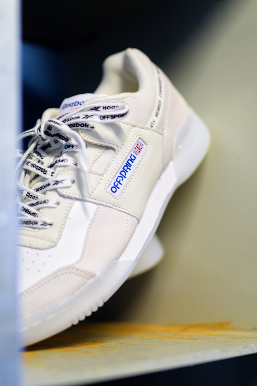 Offspring x Reebok Workout ICE "Community" Release Information Cream Gray Drop Date London Sneaker Store Destroyed Boxes Shoes Trainers OG Footwear