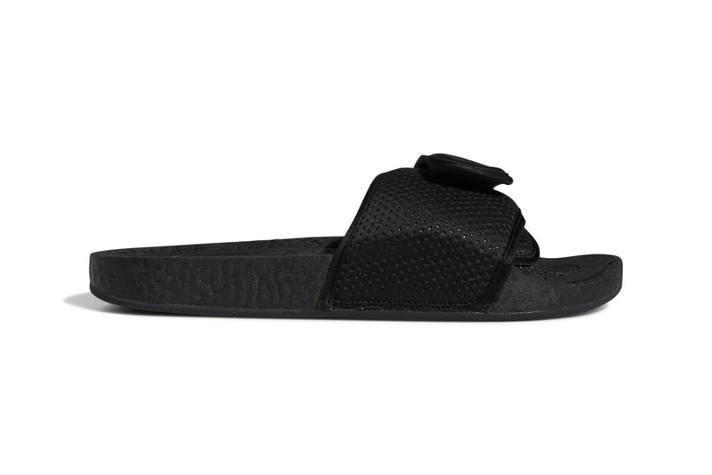 Pharrell Williams adidas Originals Hu BOOST Slides Restock Black Bold Gold Bright Pink Semi Solar Pink PW Human Race Release Information Three Stripes