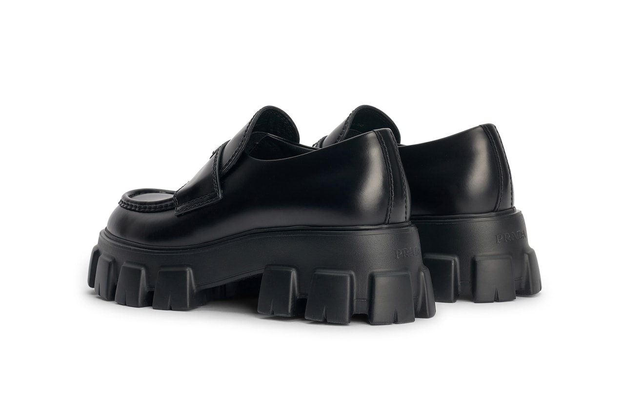 Prada Monolith Brushed Black Leather Loafers Raf Simons Miuccia Prada Italy Luxury Formal Shoes Smart Casual Tres Bien Release Information Drop Date Summer Looks Trends 