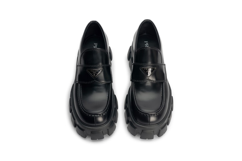 Prada Monolith Brushed Black Leather Loafers Raf Simons Miuccia Prada Italy Luxury Formal Shoes Smart Casual Tres Bien Release Information Drop Date Summer Looks Trends 
