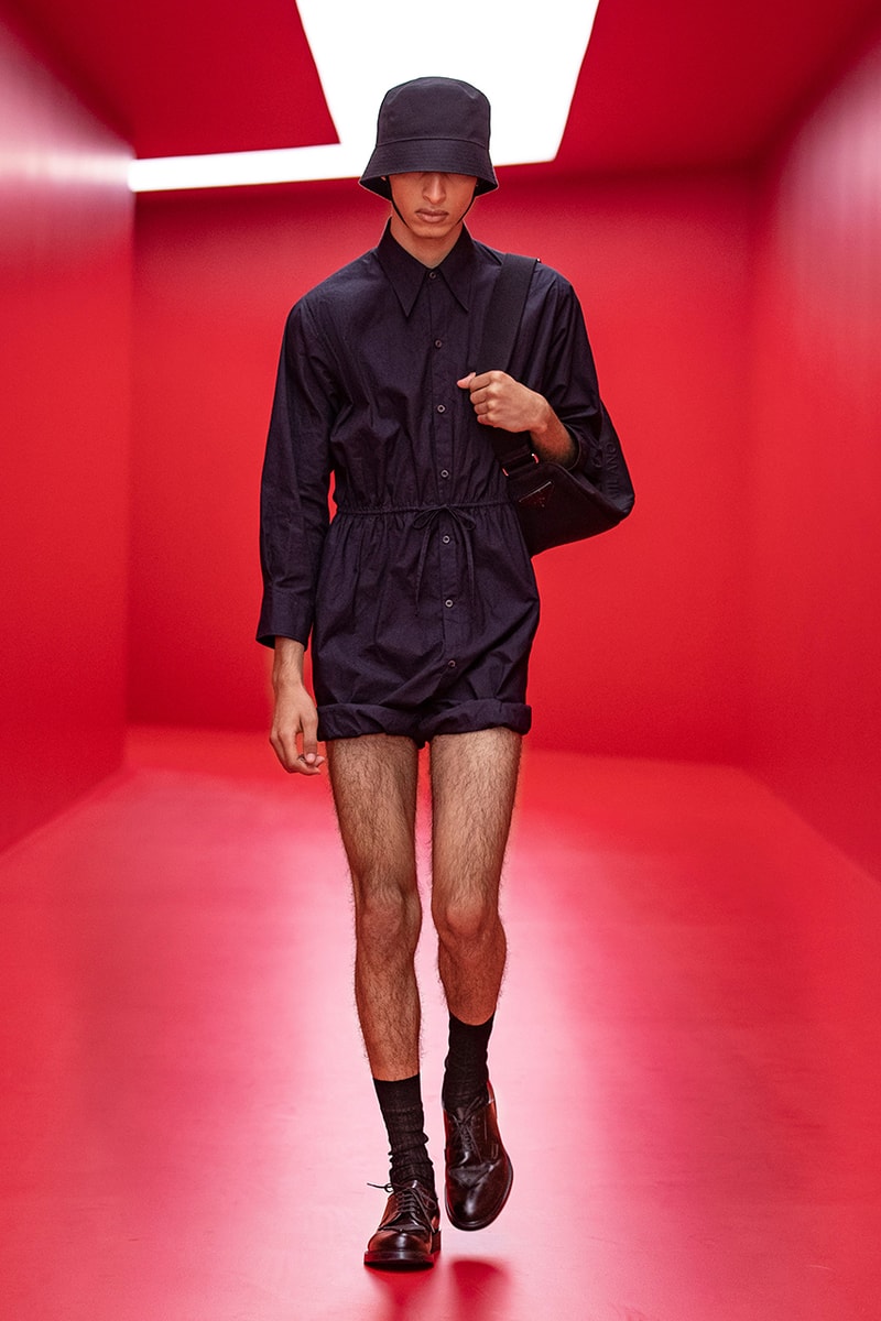 prada raf simons miuccia spring summer 2022 menswear beach skorts details first look milan fashion week information