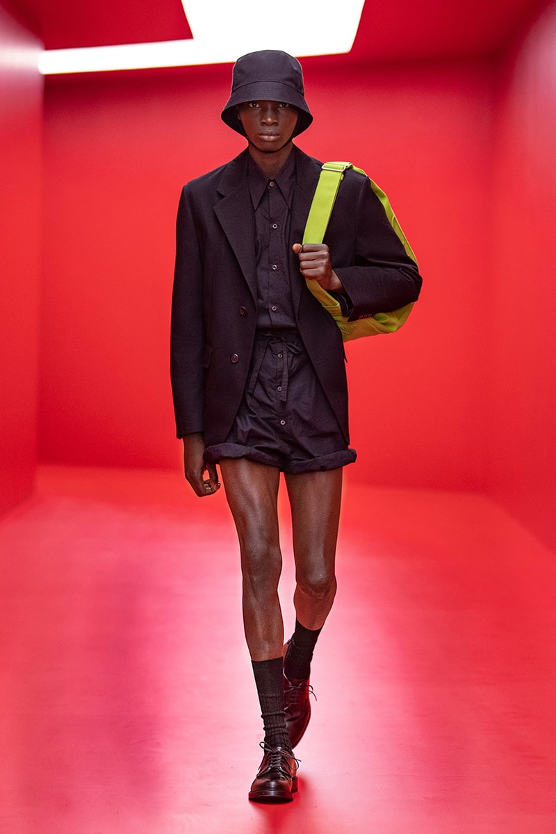 prada raf simons miuccia spring summer 2022 menswear beach skorts details first look milan fashion week information