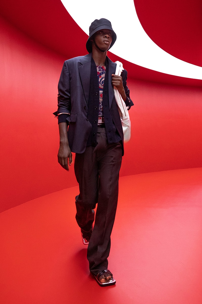 prada raf simons miuccia spring summer 2022 menswear beach skorts details first look milan fashion week information