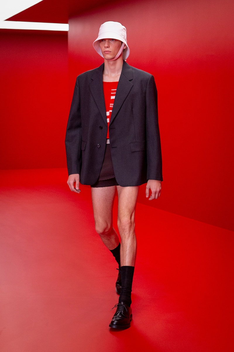 prada raf simons miuccia spring summer 2022 menswear beach skorts details first look milan fashion week information