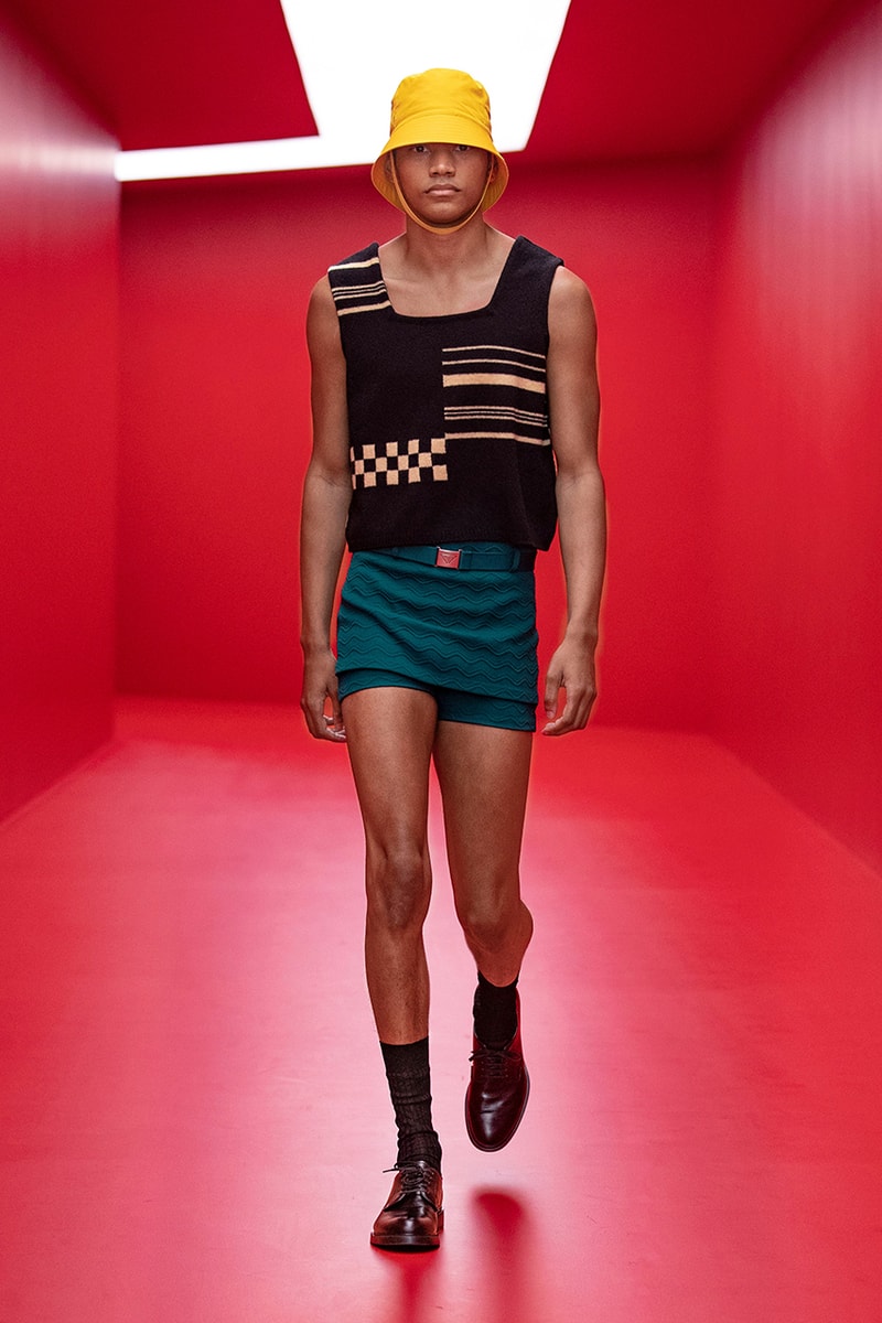 prada raf simons miuccia spring summer 2022 menswear beach skorts details first look milan fashion week information