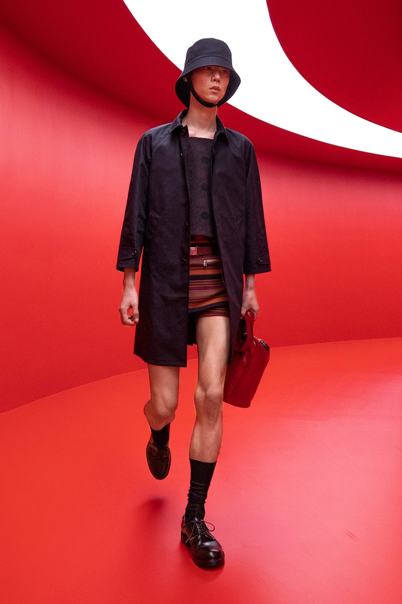 prada raf simons miuccia spring summer 2022 menswear beach skorts details first look milan fashion week information