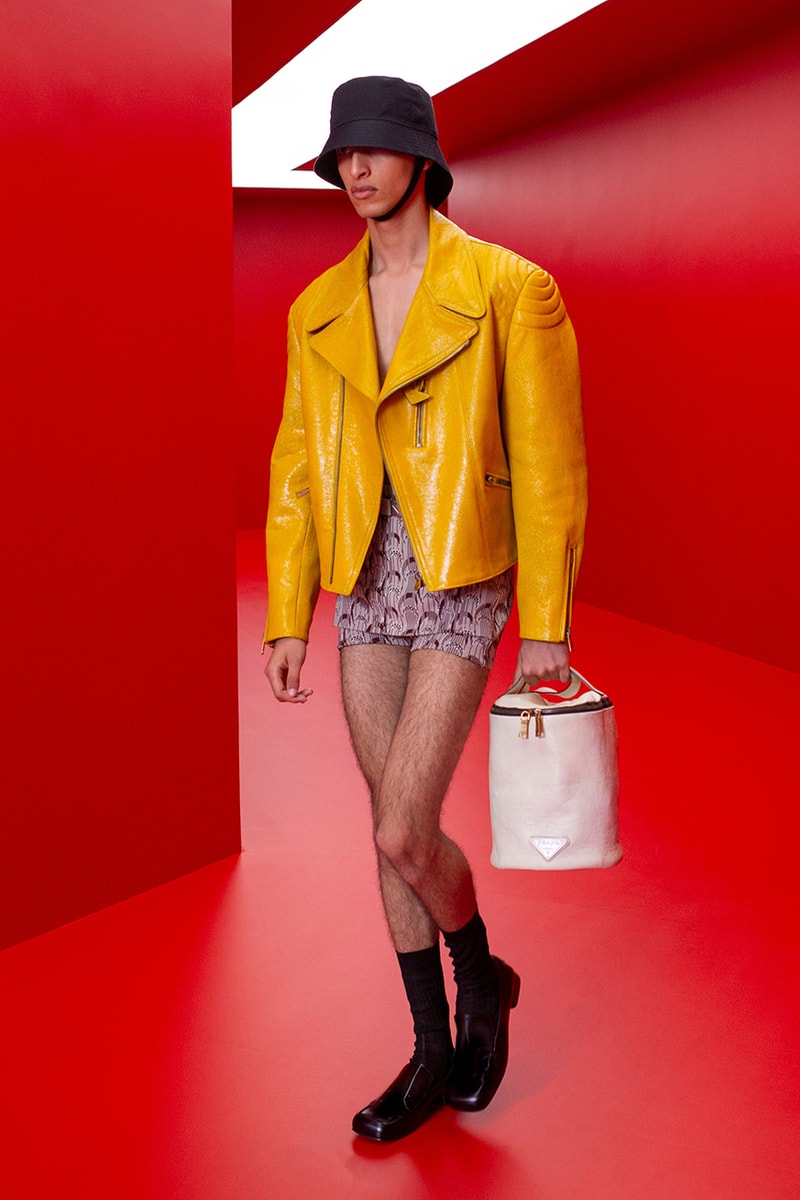 prada raf simons miuccia spring summer 2022 menswear beach skorts details first look milan fashion week information