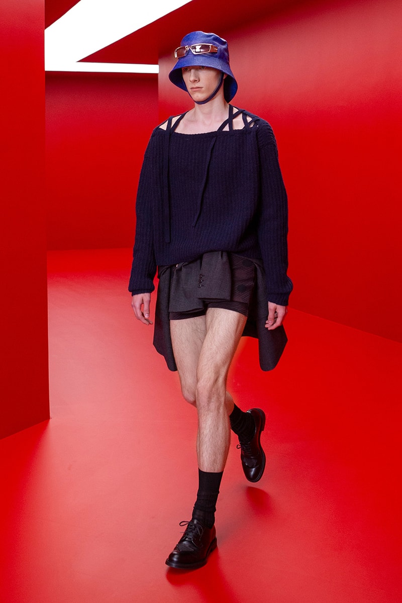 prada raf simons miuccia spring summer 2022 menswear beach skorts details first look milan fashion week information