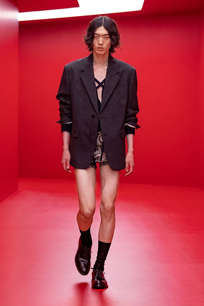 prada raf simons miuccia spring summer 2022 menswear beach skorts details first look milan fashion week information