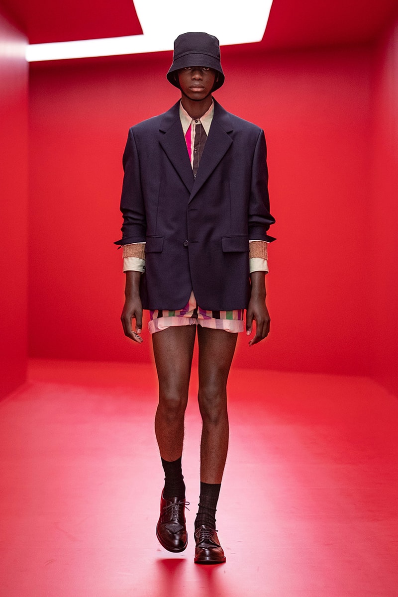 prada raf simons miuccia spring summer 2022 menswear beach skorts details first look milan fashion week information