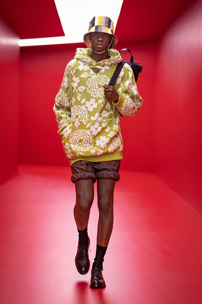 prada raf simons miuccia spring summer 2022 menswear beach skorts details first look milan fashion week information