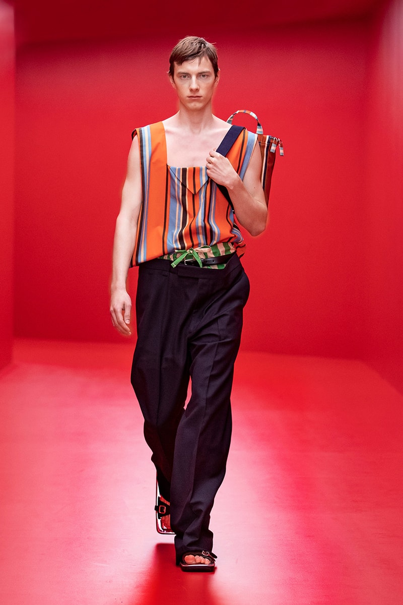 prada raf simons miuccia spring summer 2022 menswear beach skorts details first look milan fashion week information