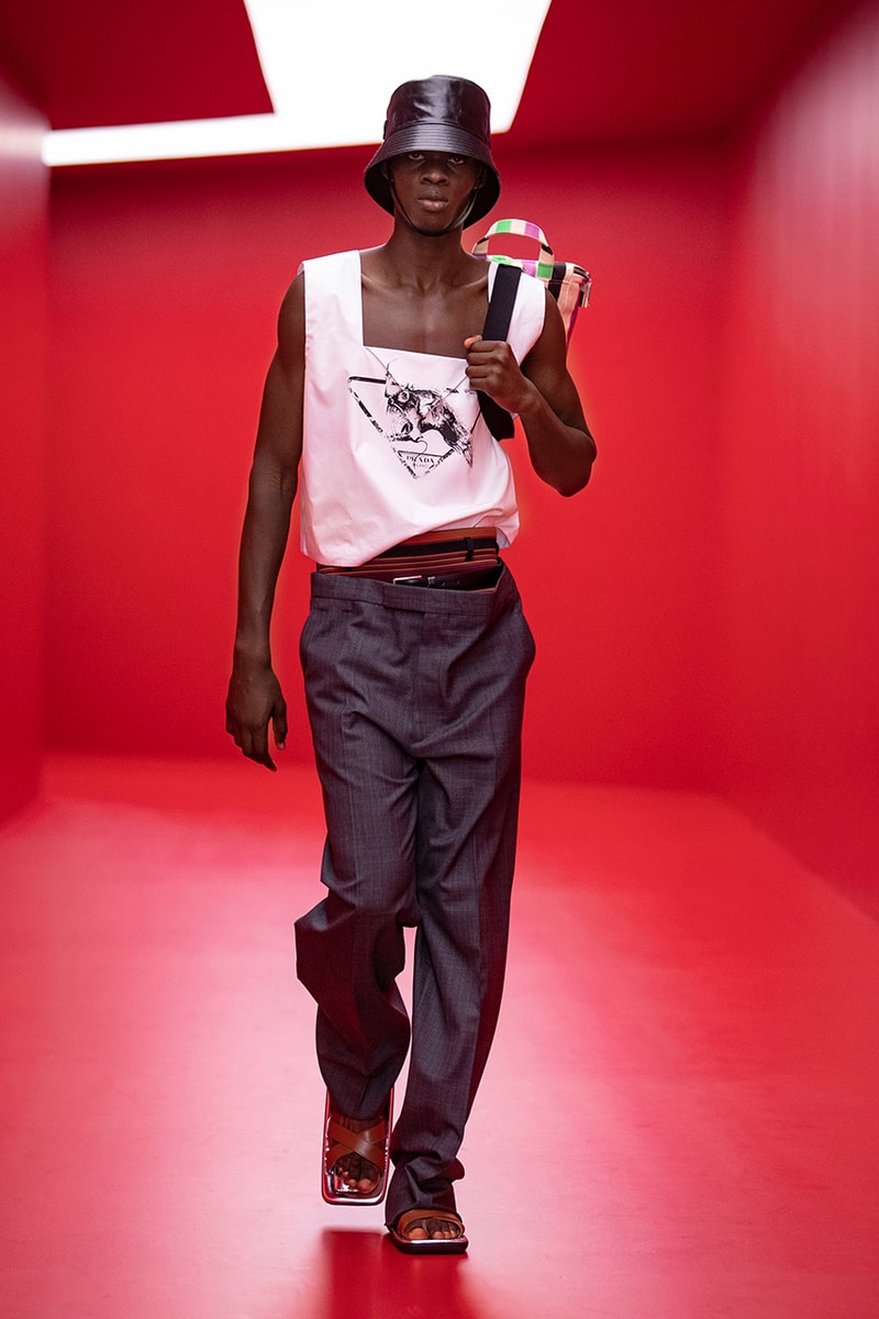 prada raf simons miuccia spring summer 2022 menswear beach skorts details first look milan fashion week information