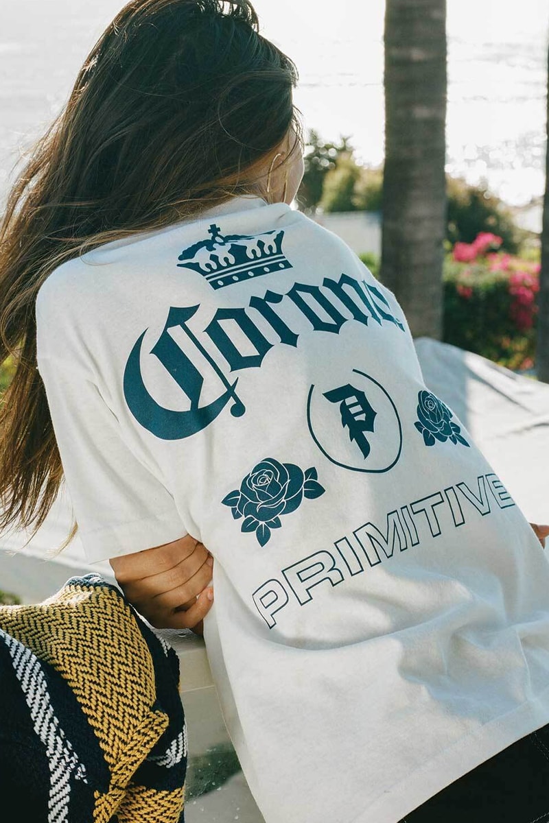corona primitive skateboarding summer beach capsule collection tanks t shirt tees poncho hoodies fleece jackets boardshorts 