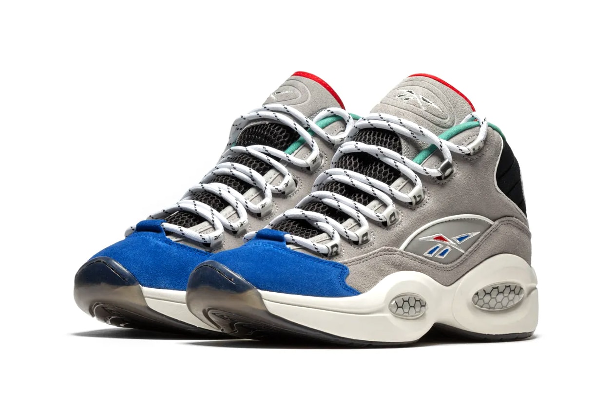 allen iverson reebok question mid draft night 1996 nba solid grey vector blue black official release date info photos price store list buying guide