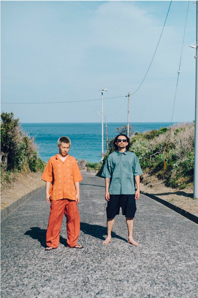 Evisen Skateboards Summer 2021 Lookbooks open collar shirt straight cut pants tetsuya nagato kei tanakadrink carrier bags