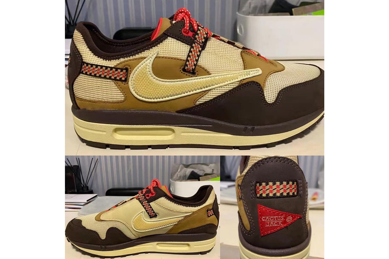 travis scott nike air max 1 cactus jack collaboration brown cream red backwards swoosh official release date info photos price store list buying guide