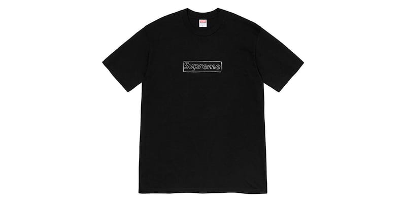 supreme kaws chalk logo tee black