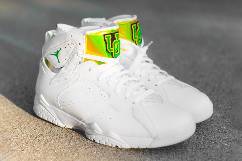 university of oregon ducks basketball air michael jordan brand 7 pe player edition white green yellow uo official release date info photos price store list buying guide