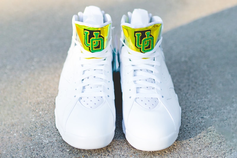university of oregon ducks basketball air michael jordan brand 7 pe player edition white green yellow uo official release date info photos price store list buying guide