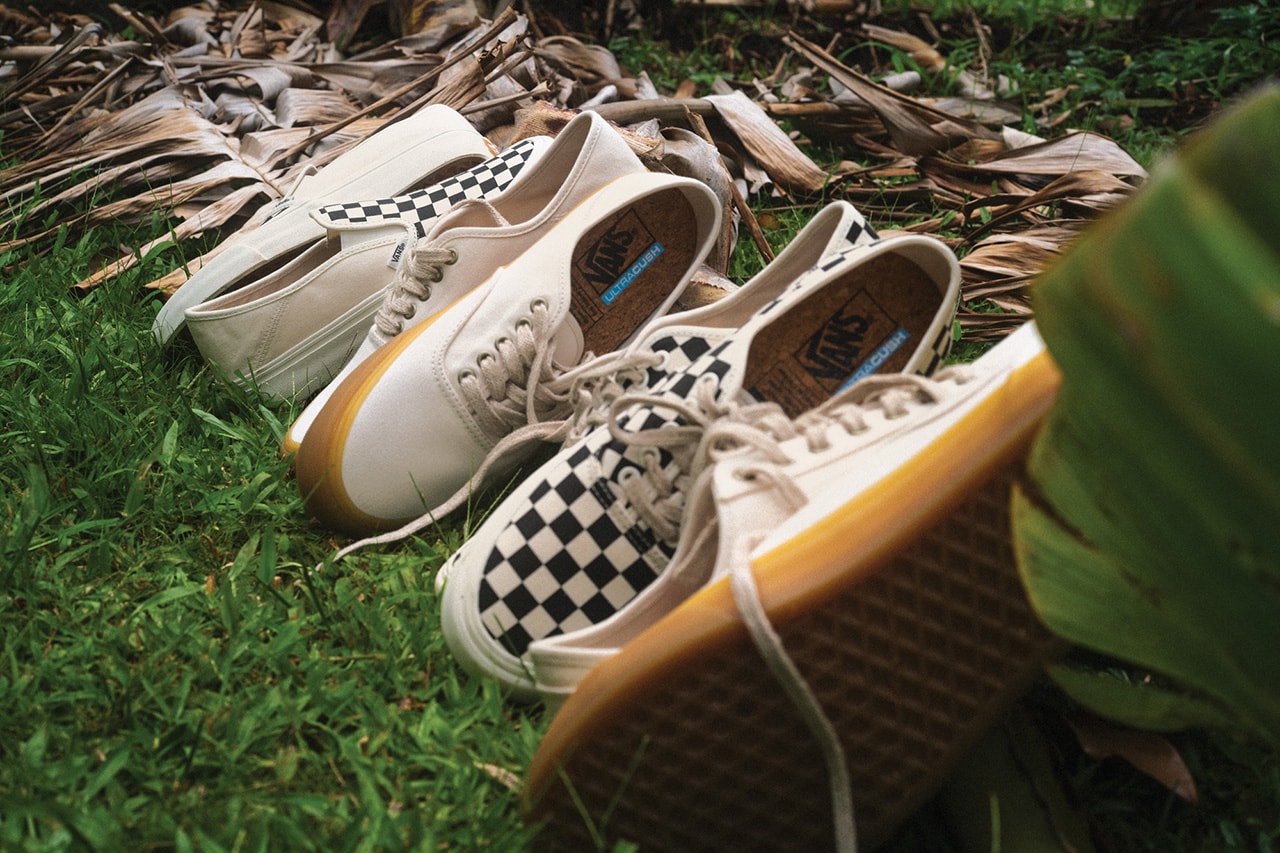 vans footwear skating surfing eco theory sustainable organic cotton release information buy cop purchase authentic styler 36 decon slip on checkerboard