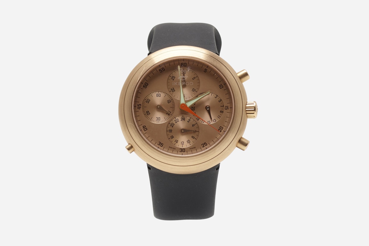 wright ikepod hemipode chronograph dual time limited edition 18k pink gold marc newson kanye west auction 