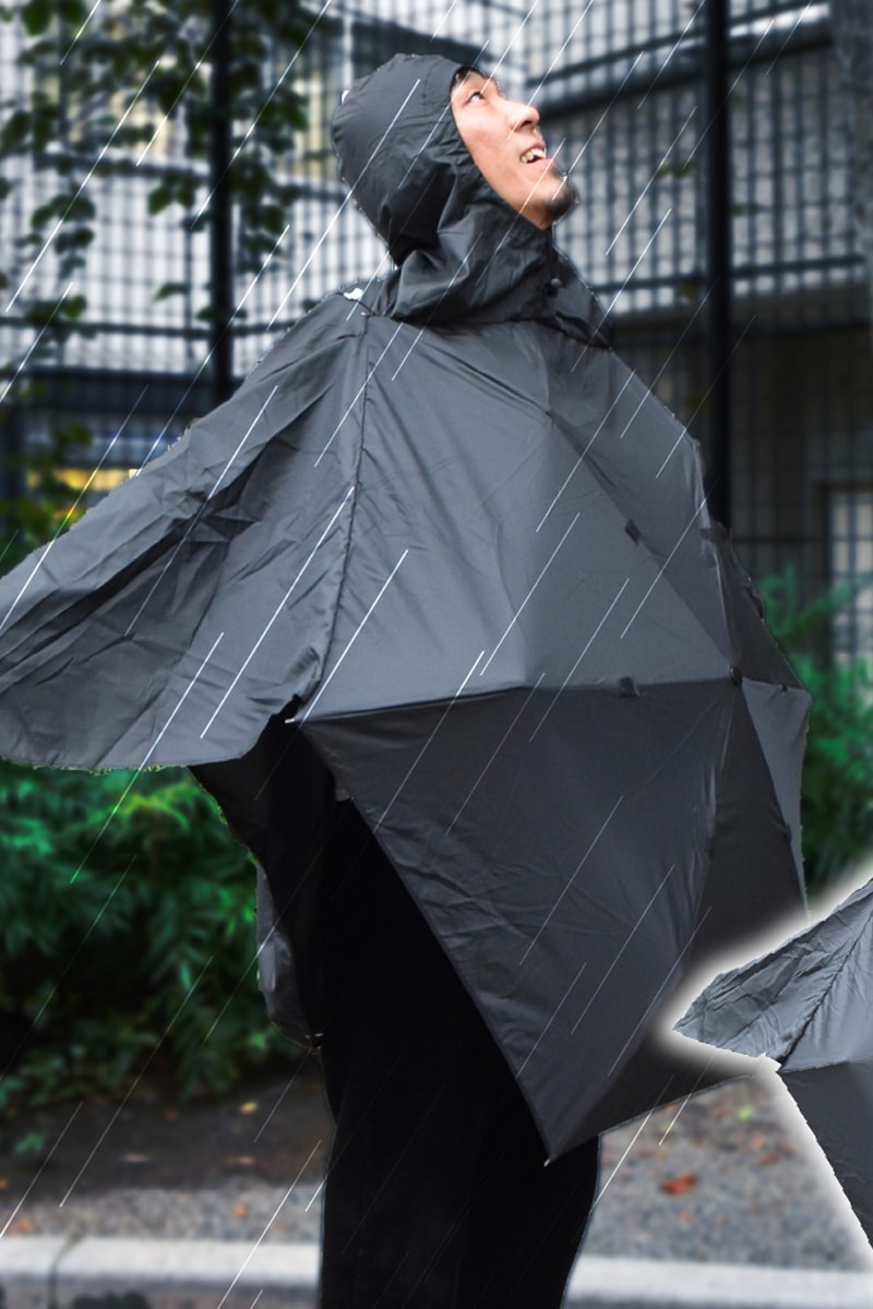 Thanko 2-Way Umbrella Rain Poncho Release Info japan raincoat weather ready garments black