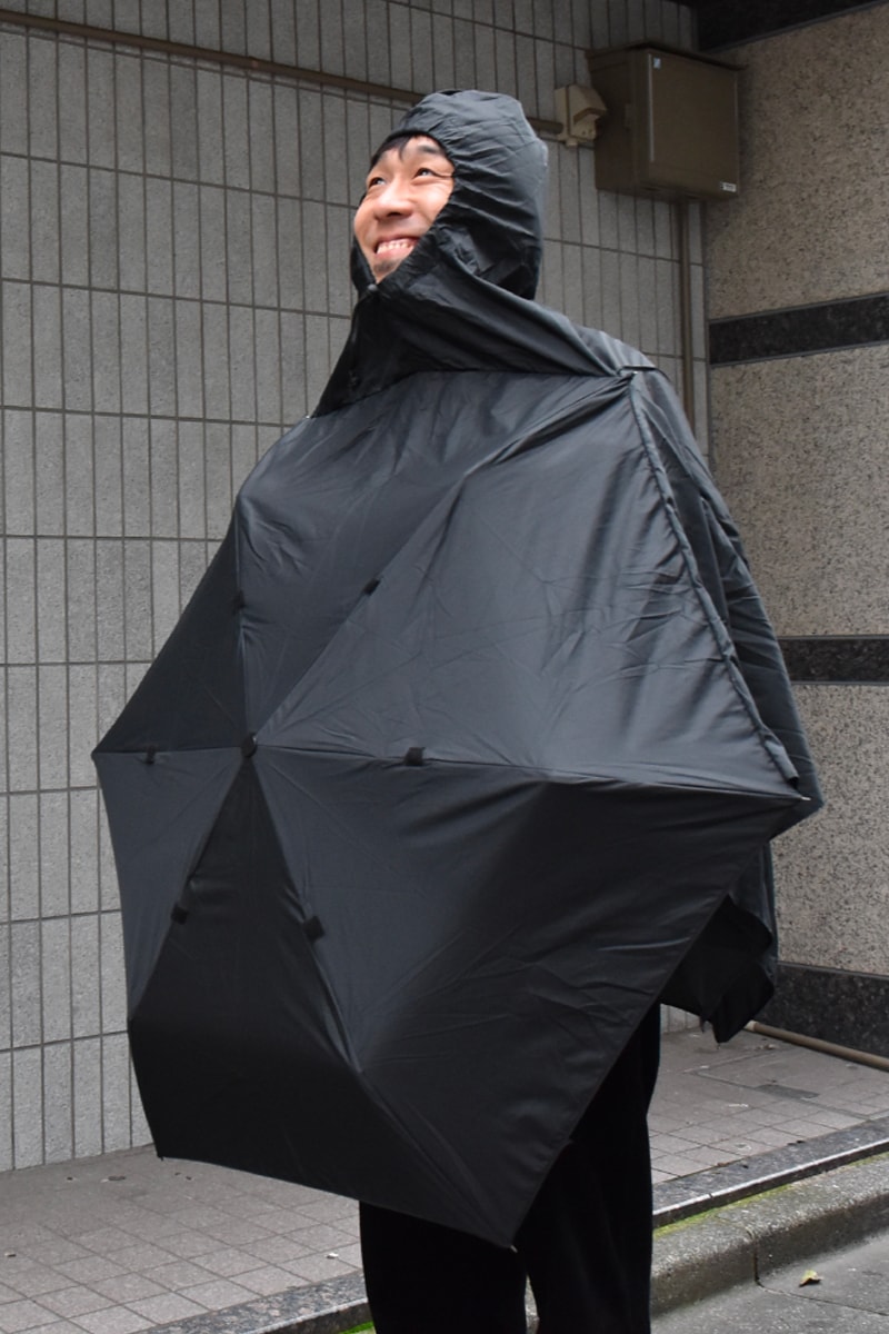 Thanko 2-Way Umbrella Rain Poncho Release Info japan raincoat weather ready garments black