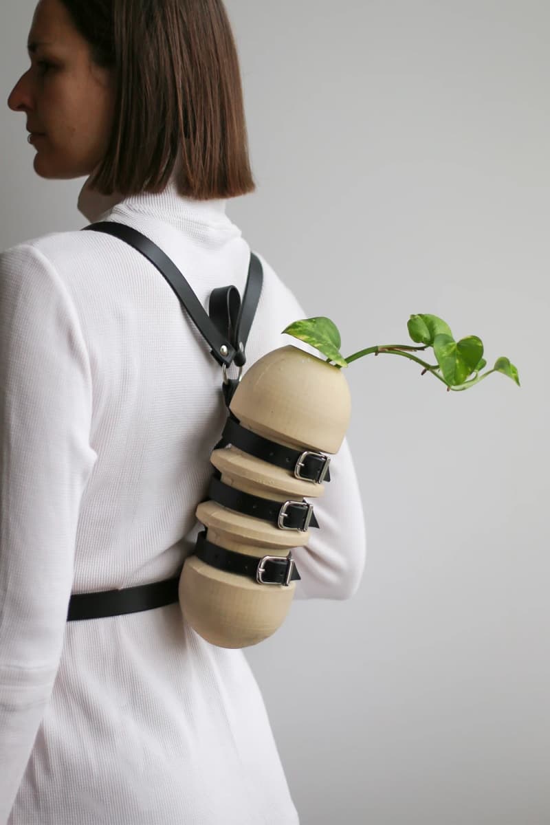 ZHENI studio Evgeniia Kazarezova wearable vase architect interior design ceramics plants greenery nature 