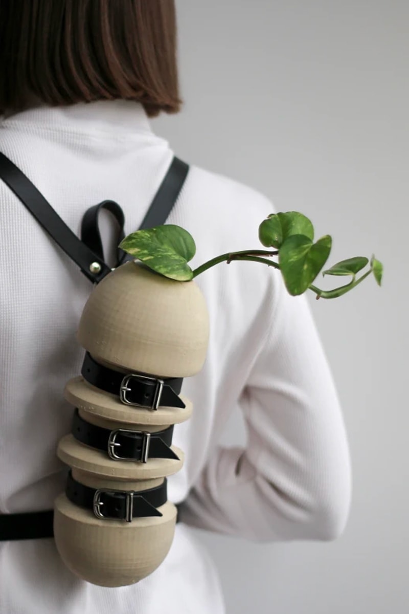 ZHENI studio Evgeniia Kazarezova wearable vase architect interior design ceramics plants greenery nature 