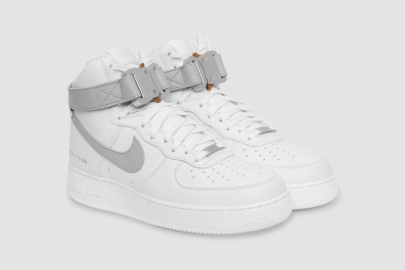 1017 alyx 9sm matthew m williams nike air force 1 high release info details buy cop purchase black white wolf grey