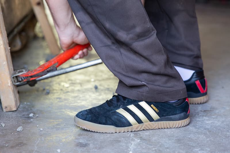 adidas skateboarding dennis busenitz indoor super squash shoe black gold gum 15th anniversary official release date info photos price store list buying guide