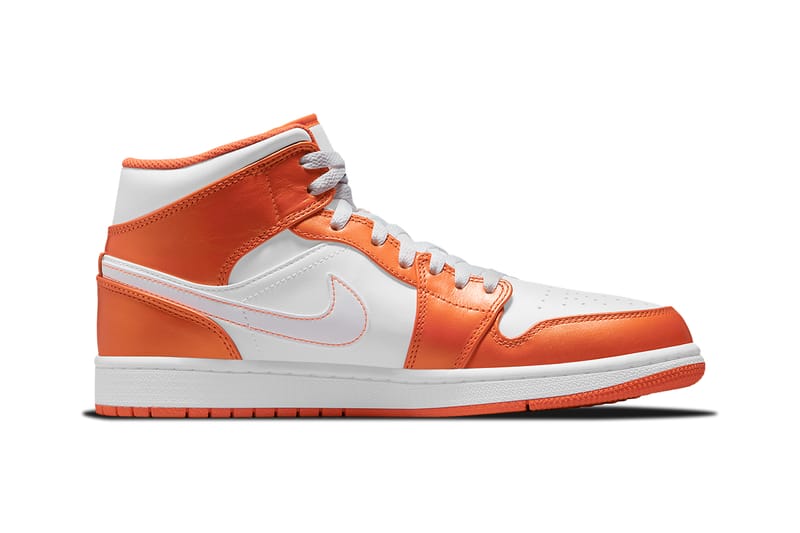 orange and white mid jordan 1