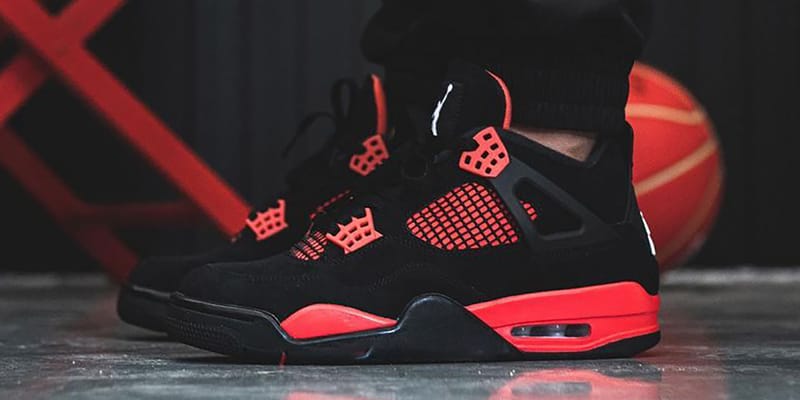 red and black jordan 4 october