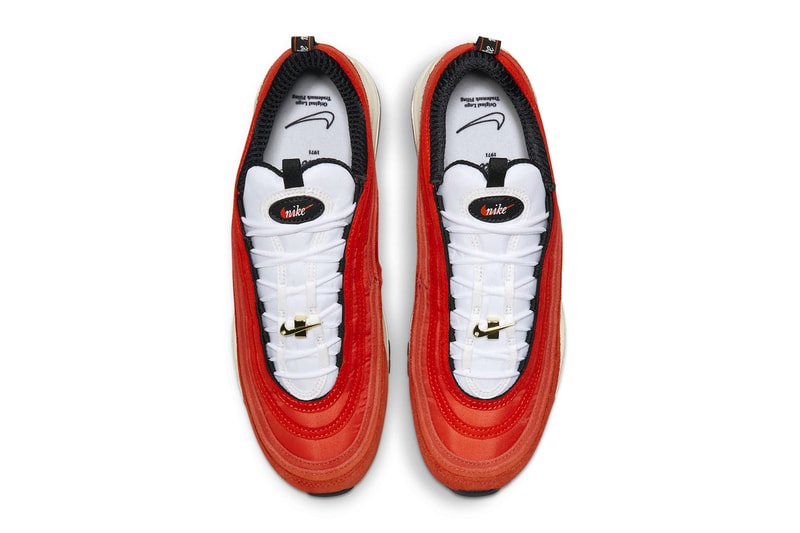 Nike Air Max 97 First Use Blood dark Orange red swoosh 50th year anniversary shoe sneaker release reveal Buy Price Date 
