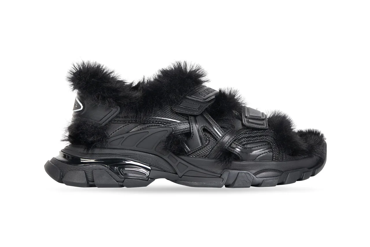 Moncler Black Solarisse Faux-Fur Sandals Moncler