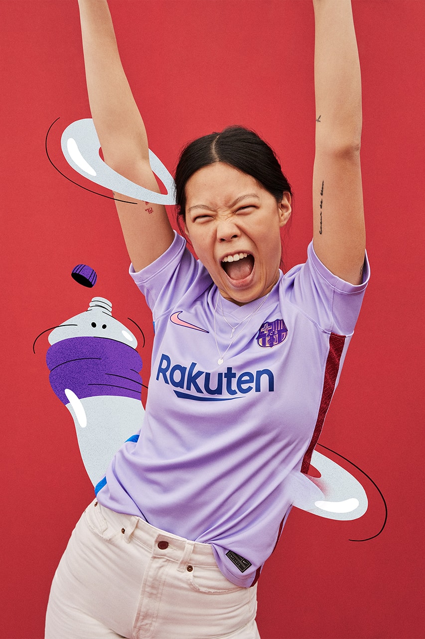 fc barcelona nike away kit 2021 22 season la liga purple female empowerment gender equality details
